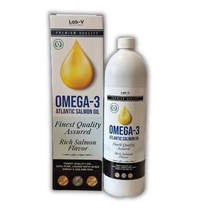 Lab-v Omega-3 100% Najwyższej Jakości Olej z Łososia Atlantyckiego dla psów i kotów 1000 ml