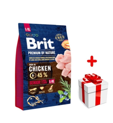 BRIT Premium By Nature Senior L+XL 3kg + niespodzianka dla psa GRATIS!