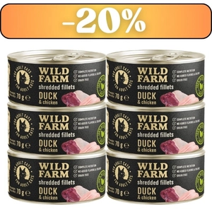 WILD FARM Fillets Duck&Chicken 6x70g - bezzbożowa mokra karma dla kota, filet w bulionie