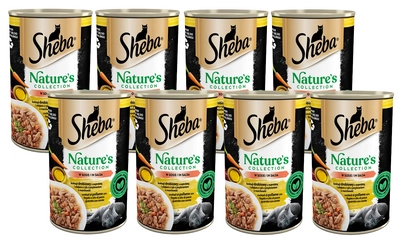 SHEBA puszka 12x400g Nature's Collection – mokra pełnoporcjowa karma dla dorosłych kotów, koktajl drobiowy z wątróbką i olejem z ryb z przybraniem z marchewki, w sosie