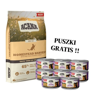 ACANA Homestead Harvest Cat 4,5kg +  8szt. Acana Pate KITTEN 85g GRATIS!!