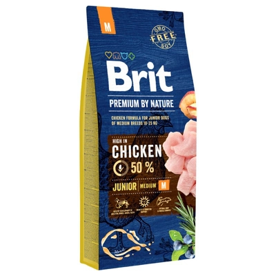 BRIT Premium By Nature Junior M 15kg /Opakowanie uszkodzone (2781) !!!