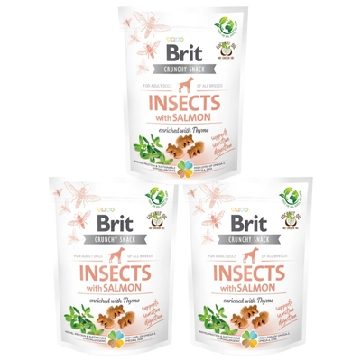 BRIT CARE Dog Crunchy Cracker Insects rich in Salmon 3x200g