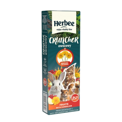 HERBEE cruncher dla gryzoni i królików 115g owocowy z mniszkiem lekarskim