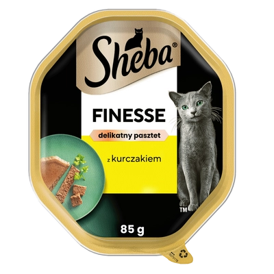 SHEBA Finesse tacka 85 g – mokra karma pełnoporcjowa dla dorosłych kotów, z kurczakiem, w pasztecie
