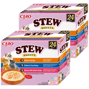 INABA Cat Ciao Stew - karma uzupełniająca dla kota o smaku kurczaka, tuńczyka i łososia 2x(24x40g)