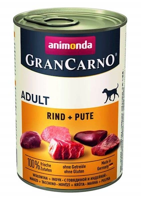 ANIMONDA GranCarno Adult Dog smak: Wołowina + Indyk 400g