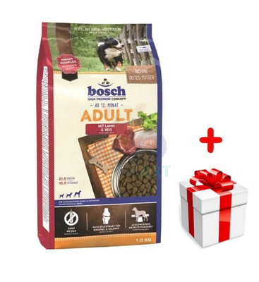  Bosch Adult Lamb & Rice, jagnięcina i ryż (nowa receptura) 1kg  + niespodzianka dla psa GRATIS!