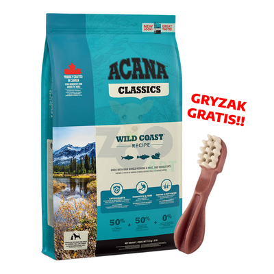 ACANA Classics Wild Coast 11,4kg + WHIMZEES Szczoteczka M 2x30g GRATIS!!!