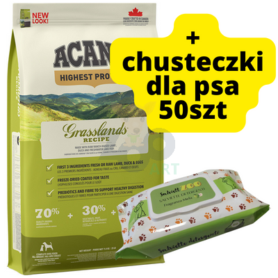ACANA Grasslands Dog 11,4kg + chusteczki pielęgnacyjne dla psa 50szt