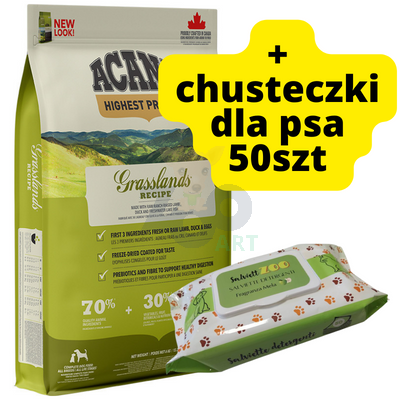 ACANA Grasslands Dog 6kg + chusteczki pielęgnacyjne dla psa 50szt