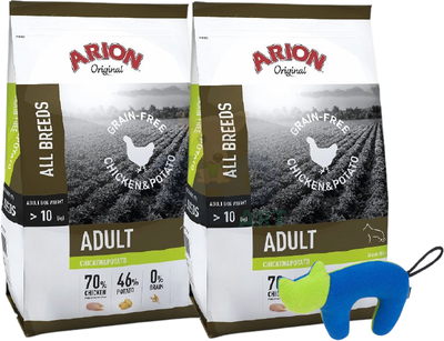 Arion Original Grain Free Chicken&Potato sucha karma dla psa dorosłego 2x12kg + ZABAWKA AMIPLAY GRATIS