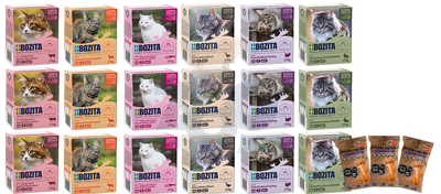 BOZITA Cat Pakiet MIX II W Galaretce 18 x 370g + TOWAR GRATISOWY Próbka karmy Wiejska Zagroda dla kota