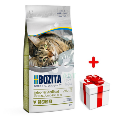 BOZITA Feline Indoor Sterilised 10kg + niespodzianka dla kota