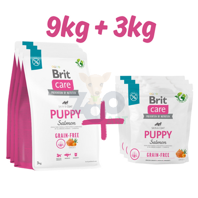 BRIT CARE Dog Grain-free Puppy Salmon 9kg + 3kg