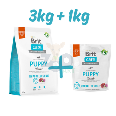 BRIT CARE Hypoallergenic Puppy Lamb 3kg + 1kg