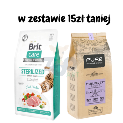 BRIT Care Cat  Grain-Free Sterilised Urinary Health 2kg + PURE Sterilized Cat Adult 2kg