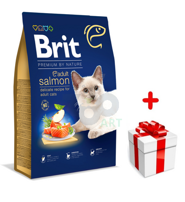 BRIT Premium By Nature Adult Cat Salmon 8kg + niespodzianka dla kota GRATIS!