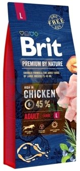 BRIT Premium By Nature Adult L 15kg + BAYER Kiltix Obroża przeciw kleszczom dla psów dużych dł, 70cm
