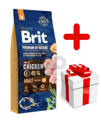 BRIT Premium By Nature Adult M 15kg + niespodzianka dla psa GRATIS!