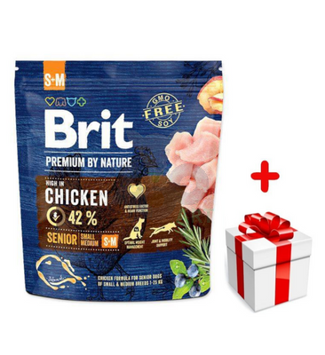 BRIT Premium By Nature Senior S+M 1kg + niespodzianka dla psa GRATIS!