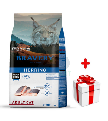 Bravery Cat Adult Herring (Śledź) 2kg + niespodzianka dla kota GRATIS!
