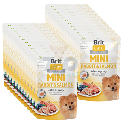 Brit Care Mini Rabbit & Salmon fillets in gravy 24x85g