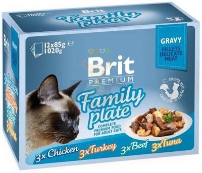 Brit cat pouch gravy fillets dinner plate 1020g (12x85g)