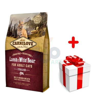 CARNILOVE Cat Lamb & Wild Boar Sterilised 2kg + niespodzianka dla kota GRATIS!