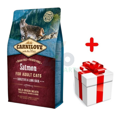 CARNILOVE Cat Salmon Sensitive & Long Hair 2kg + niespodzianka dla kota GRATIS!