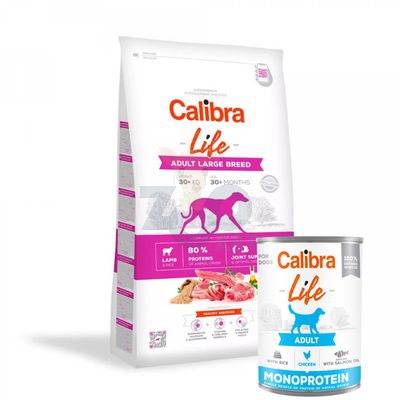 Calibra Dog Life Adult Large Breed Lamb 12kg + CALIBRA Adult Chicken with rice 400g