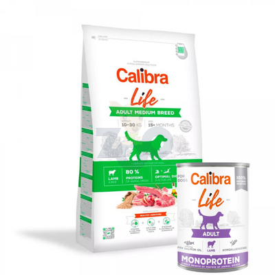 Calibra Dog Life Adult Medium Lamb 12kg + CALIBRA  Adult Lamb 400g
