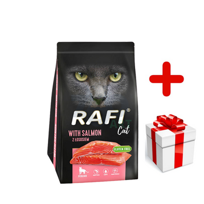 DOLINA NOTECI Rafi Cat karma sucha dla kotów sterylizowanych z łososiem 1,5kg + niespodzianka dla kota GRATIS!