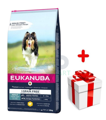 EUKANUBA Adult Chicken L/XL Grain Free 12kg + niespodzianka dla psa GRATIS! 