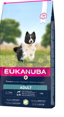 EUKANUBA Adult Small&Medium Breed Rich In Lamb & Rice 12kg + Advantix - dla psów 10-25kg (pipeta 2,5ml)