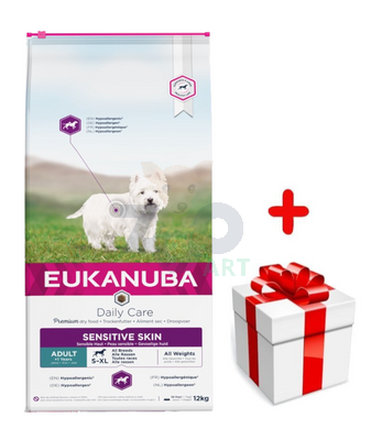 EUKANUBA Daily Care Adult Sensitive Skin 12kg  - NOWA SZATA + niespodzianka dla psa GRATIS!