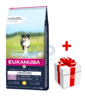 EUKANUBA Puppy Chicken L/XL Grain Free 12kg + niespodzianka dla psa GRATIS!