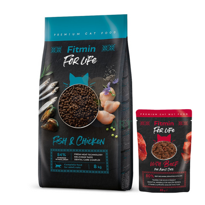 FITMIN Cat For Life Adult Fish and Chicken 8kg + PRZYSMAK GRATIS !!! 