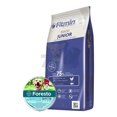 FITMIN Maxi Junior 15kg + BAYER Foresto Obroża dla psów powyżej 8kg