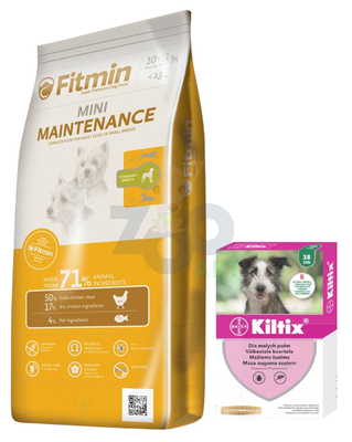FITMIN Mini Maintenance 15kg + BAYER Kiltix Obroża dla małych psów 38 cm