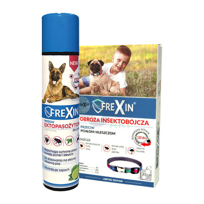 FREXIN Obroża insektobójcza dla psa 45 cm + FREXIN Aerozol przeciw ektopasożytom 300 ml