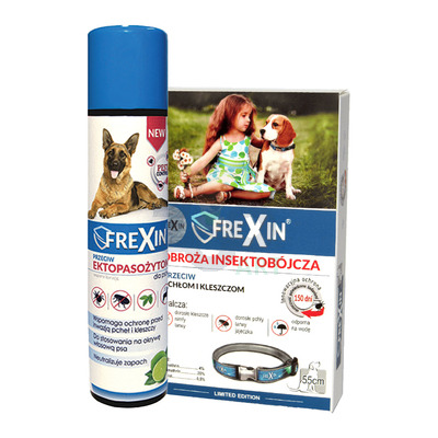 FREXIN Obroża insektobójcza dla psa 55 cm + FREXIN Aerozol przeciw ektopasożytom 300 ml