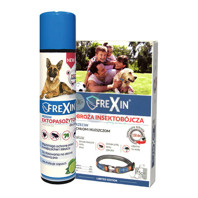 FREXIN Obroża insektobójcza dla psa 75 cm + FREXIN Aerozol przeciw ektopasożytom 300 ml