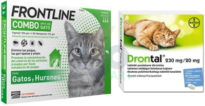 FRONTLINE Combo Spot-On koty pipeta (3x0,5ml) + Drontal - preparat przeciwpasożytniczy dla kotów 2tabl.