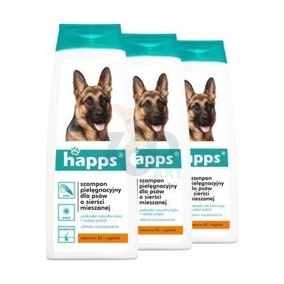 HAPPS - szampon pielęgnacyjny dla psów o sierści mieszanej  3 x 200ml