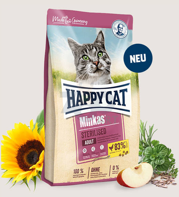 HAPPY CAT Minkas Sterilised Geflügel (drób) 10kg/Opakowanie uszkodzone (3056) !!!