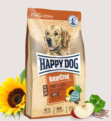 HAPPY DOG Natur- Croq wołowina i ryż 2x15kg + MACED Kość Wędzona Prasowana 11 cm