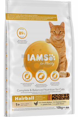 IAMS-Sucha karma for Vitality Hairball dla dorosłych i starszych kotów z kurczakiem 10kg