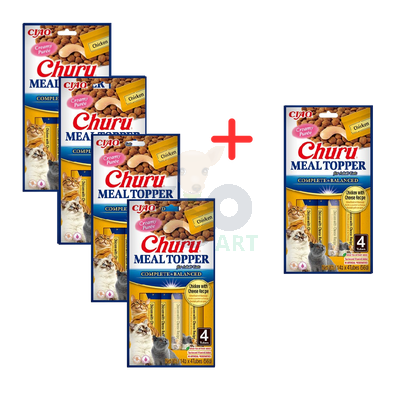 INABA  Cat Meal Topper Chicken wiith Cheese Recipe 4x14 (56g) 4+1 GRATIS