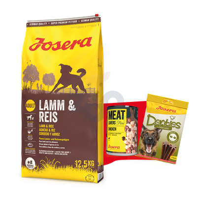 JOSERA Lamb & Rice 12,5kg + Denties 180g & Meatlovers 400g GRATIS!!